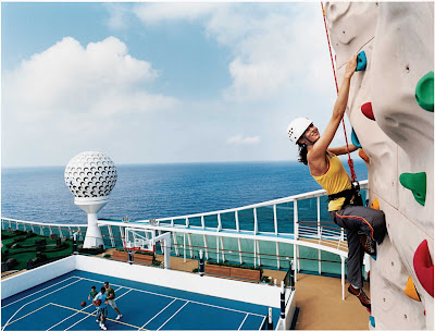 Freedom of the Seas' sports deck hosts rock wall climbing, outdoor courts, miniature golf and plenty of other activities.
