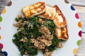 Red Quinoa, Kale and Haloumi Salad