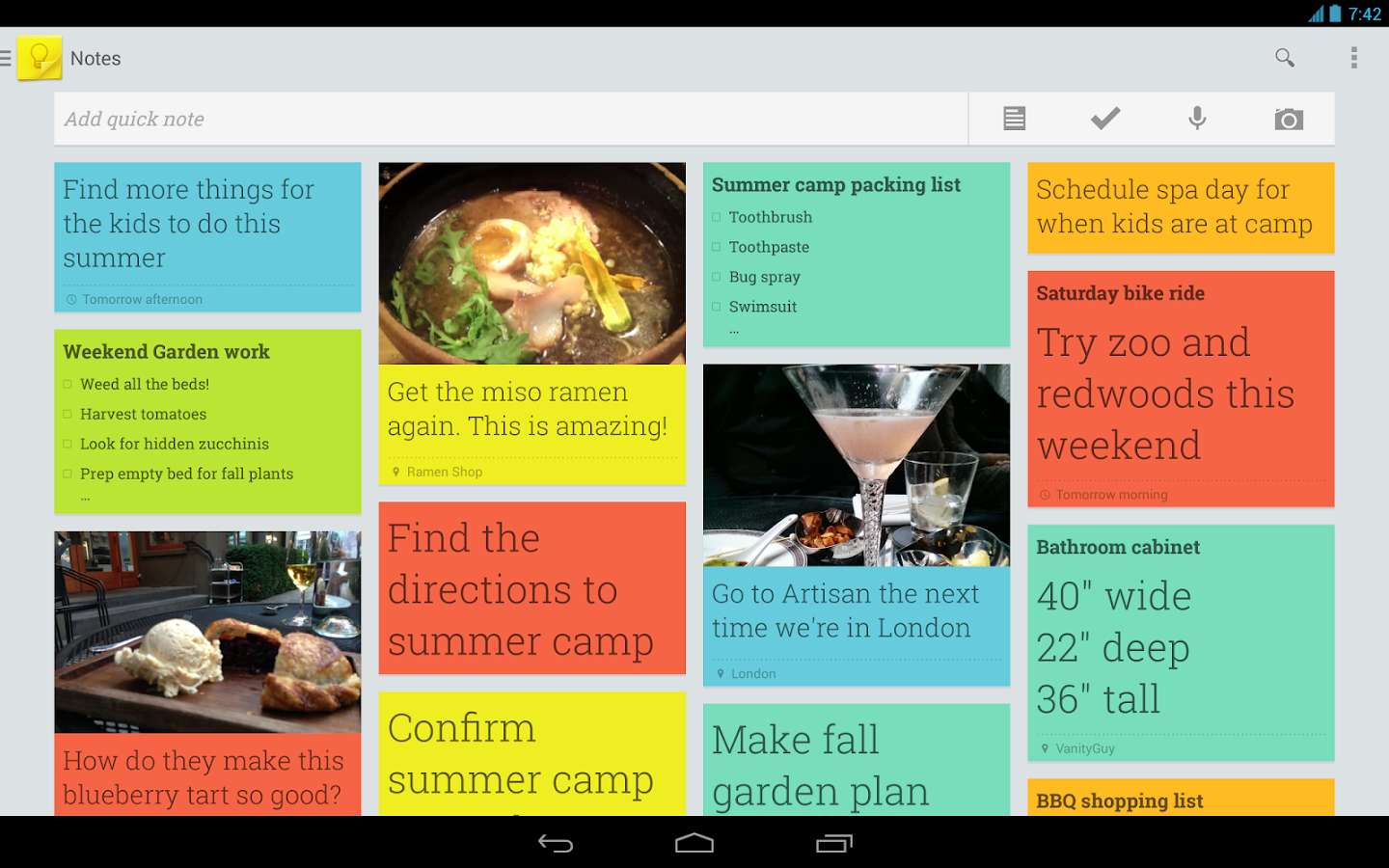 Google Keep - screenshot