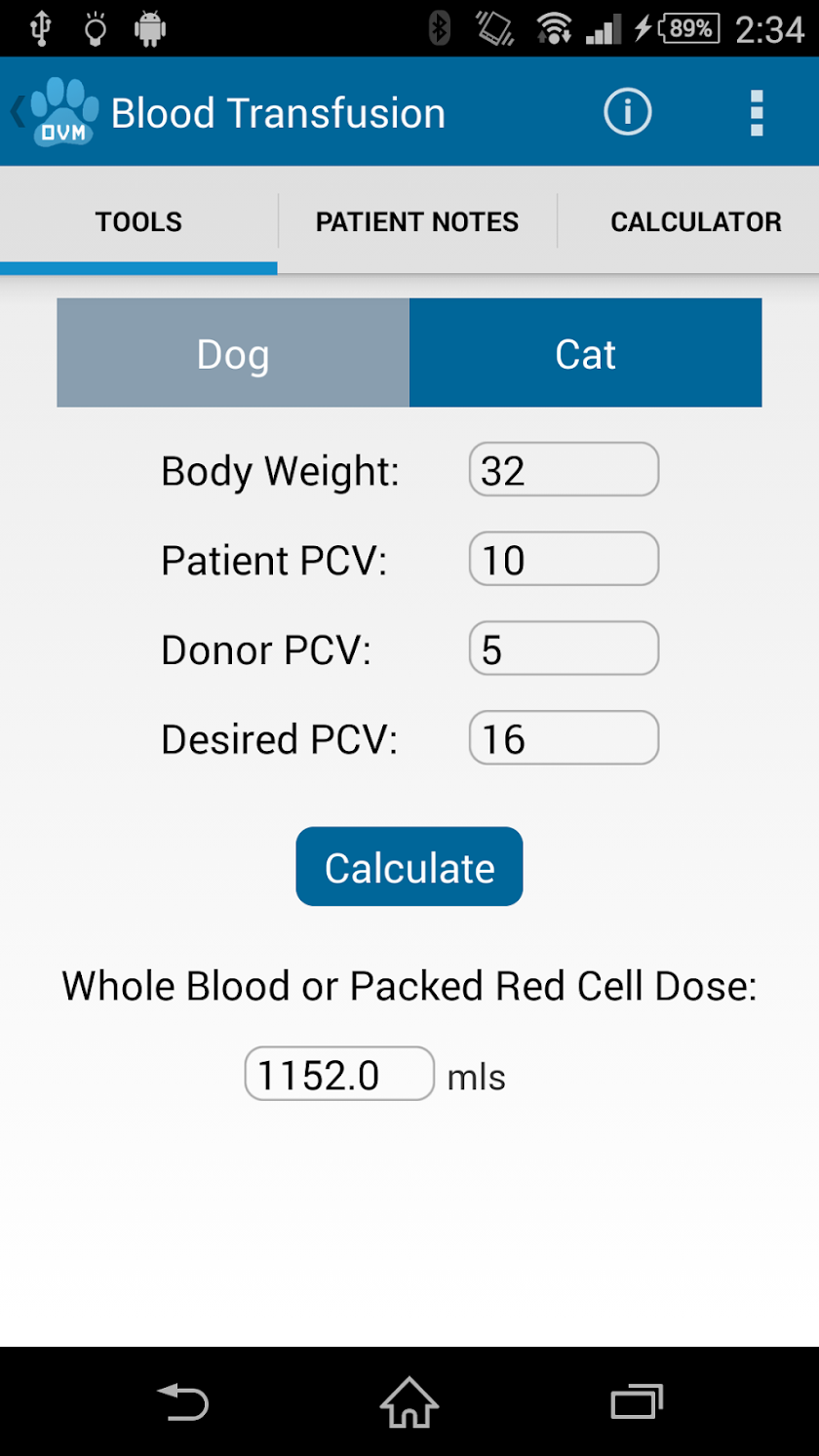 DVM Calc Screen 1