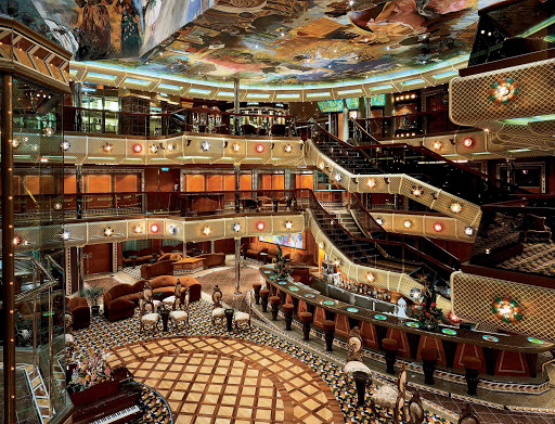 Carnival Conquest's main lobby is a great place for people watching and meeting friends.
