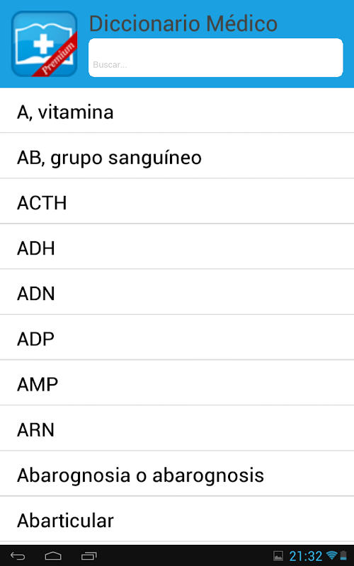 Android application Diccionario Médico screenshort