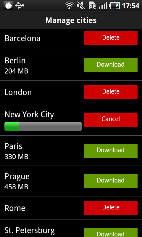 Android application Audio City Guides screenshort