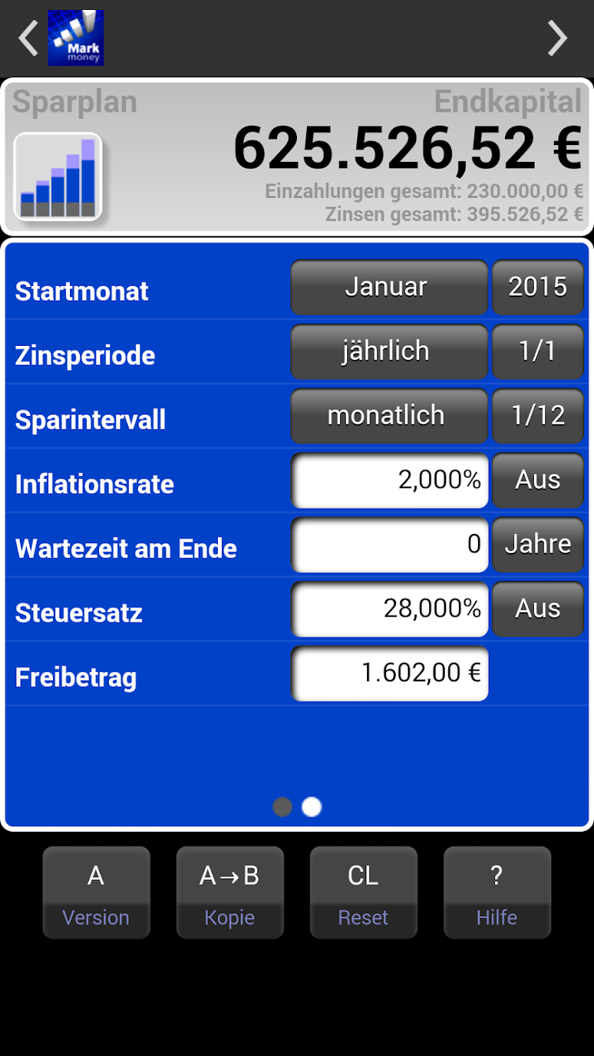 Finanzrechner - MarkMoney Screen 2