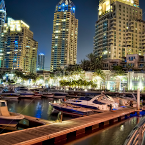 Dubai Marina by Danny Ugaddan - City,  Street & Park Night