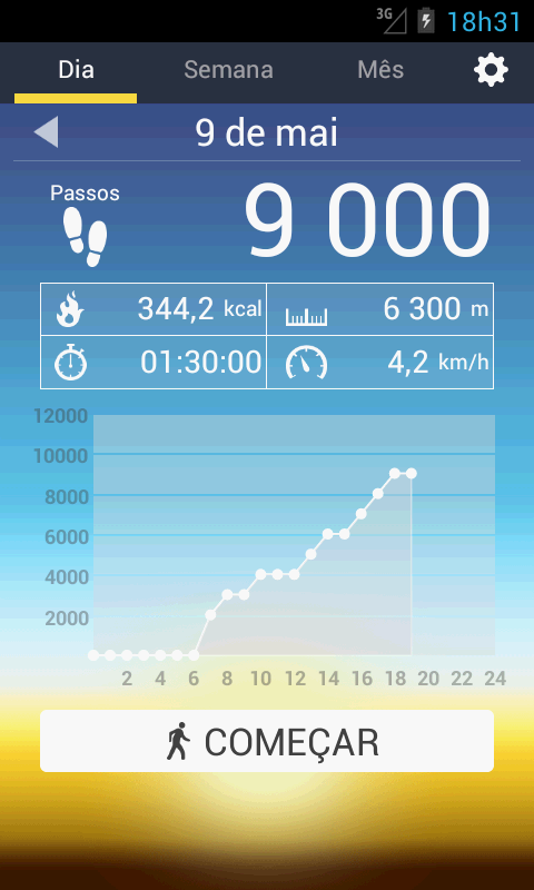   Pedómetro– captura de ecrã 