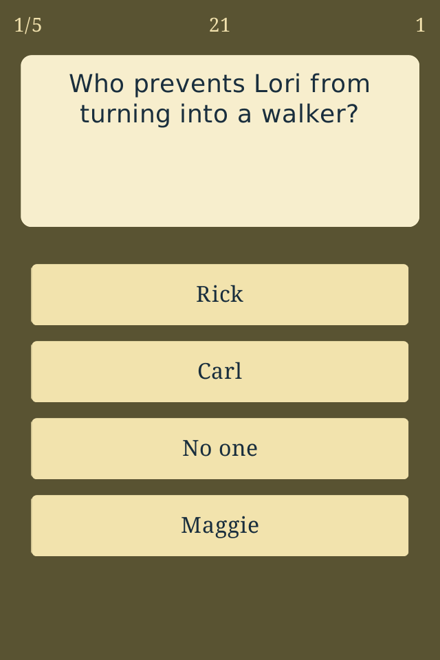 Trivia for The Walking Dead Screen 2