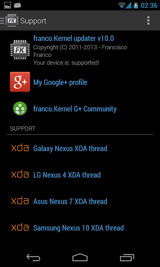 franco.Kernel updater - screenshot