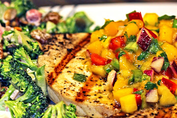 Mango Salsa on Grilled Swordfish