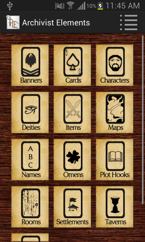 Android application Archivist Elements screenshort