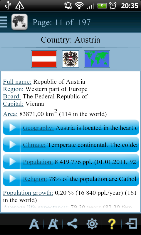 Countries Info Pro Screen 3