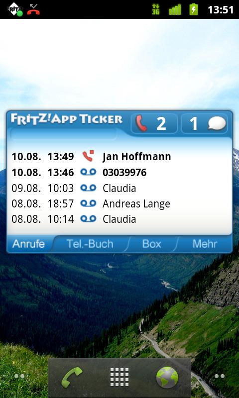 Android application FRITZ!App Ticker Widget screenshort