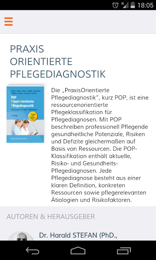 Android application POP - Pflegeklassifikation screenshort