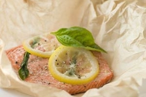 Parchment Baked Salmon with Lemon and Basil