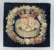 Kussenovertrek met het wapen van Holland in de Hollandse tuin