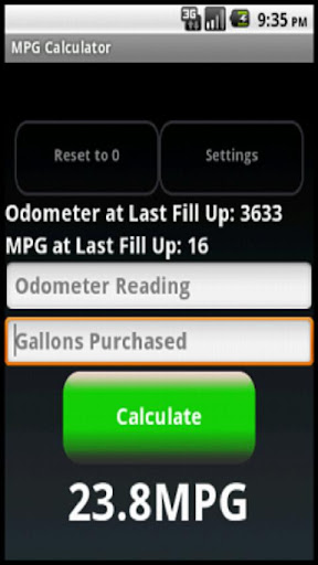 MPG Calculator Tracker