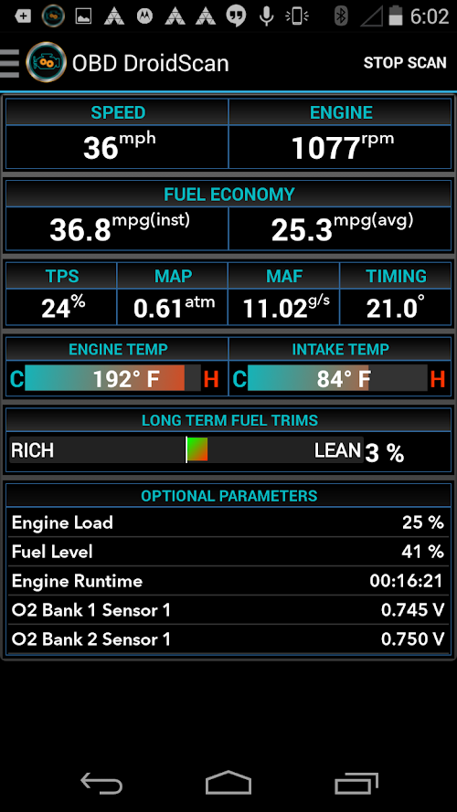 Android application OBD DROIDSCAN PRO screenshort