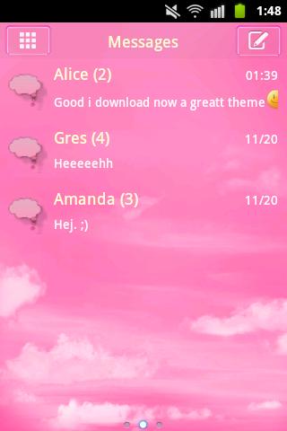 GO SMS Pro Theme Pink Clouds