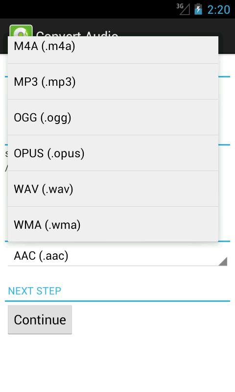 Convert Audio Screen 2