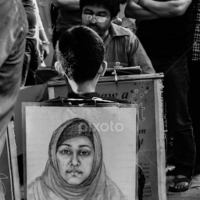 Street Artist  by Enamul Kabir Rony - Black & White Street & Candid
