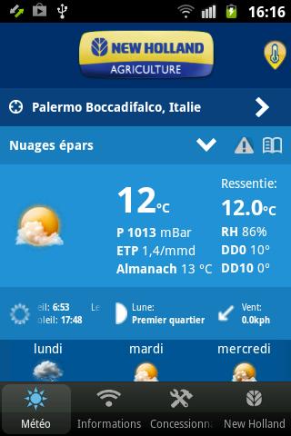 Android application New Holland Farming Weather screenshort