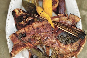 Roasted carrots & beets with the juiciest pork chops