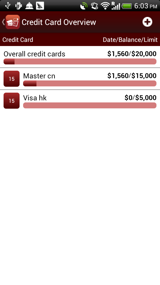 Credit Card Manager Screen 2