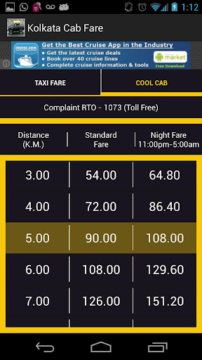 Kolkata Cab Taxi Fare