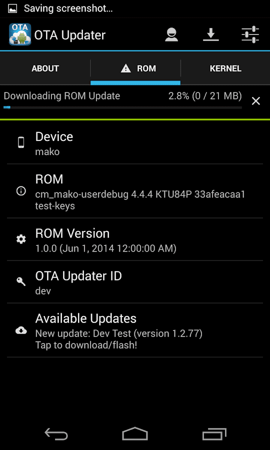 Ota Update Center Screenshot