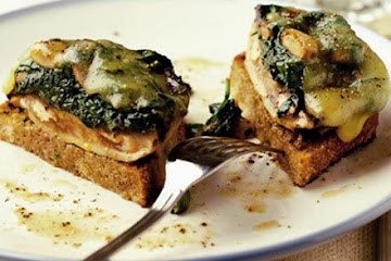 Cheesy stuffed mushrooms on toast