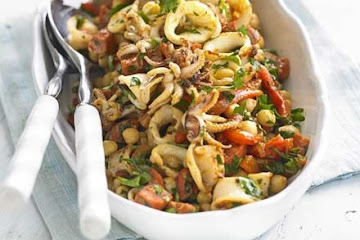 Squid, chickpea & chorizo salad