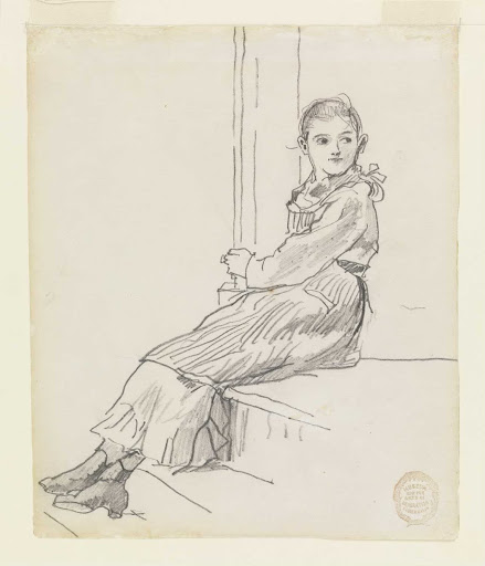 Girl Seated on a Porch Step