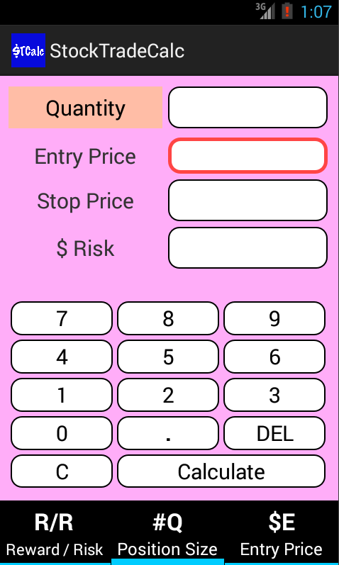 Android application StockTradeCalc screenshort