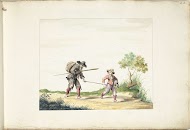 Oude blinde bedelaar geleid door een jongen