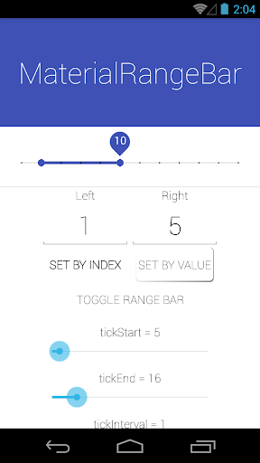 Material Range Bar library