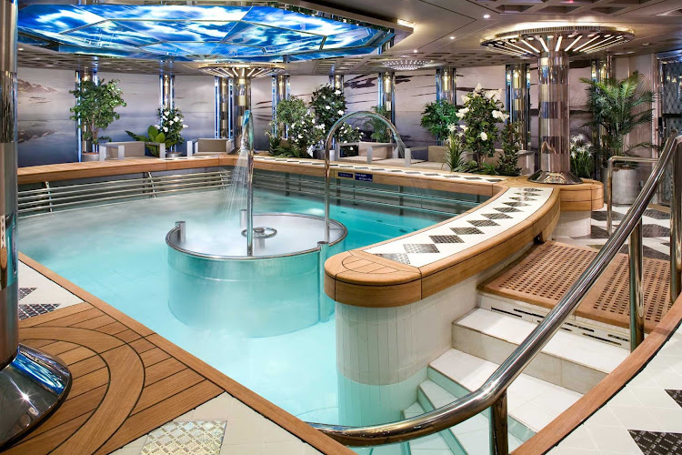 Take a dip in the hydrotherapy pool that has a high-pressure jet bath in the middle of the pool and is just slightly warmer than body temperature. It's at the Green Spa aboard Nieuw Amsterdam.