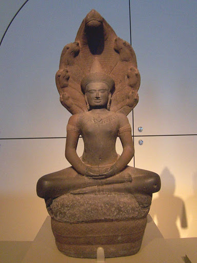 Buddha-Cambodia-Asian-Art-Museum-San-Francisco - A 12th century Cambodian statue of Buddha at the Asian Art Museum in San Francisco.