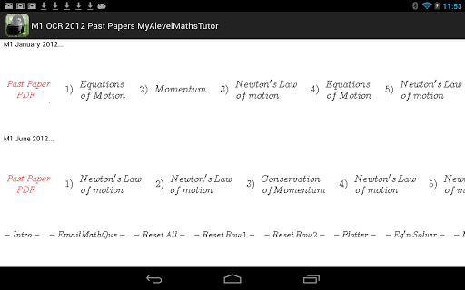 M1 Maths OCR 2012 Revision PP