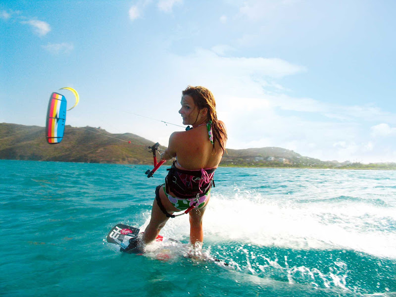 Kitesurfing, or kiteboarding, on St. Lucia.