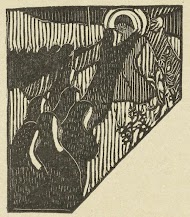 Illustratie met kruisdraging van Christus en nonnen bij gedicht in dichtbundel Sagesse van Paul Verlaine