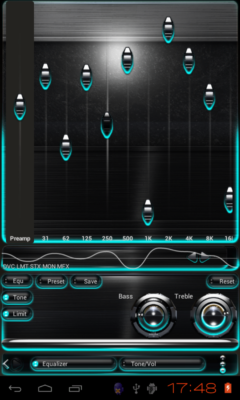 Poweramp skin Turquoise Glow Screen 2