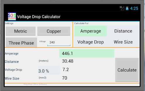 drop voltage calculator wire distance metric calculate amperage measurements sizes american