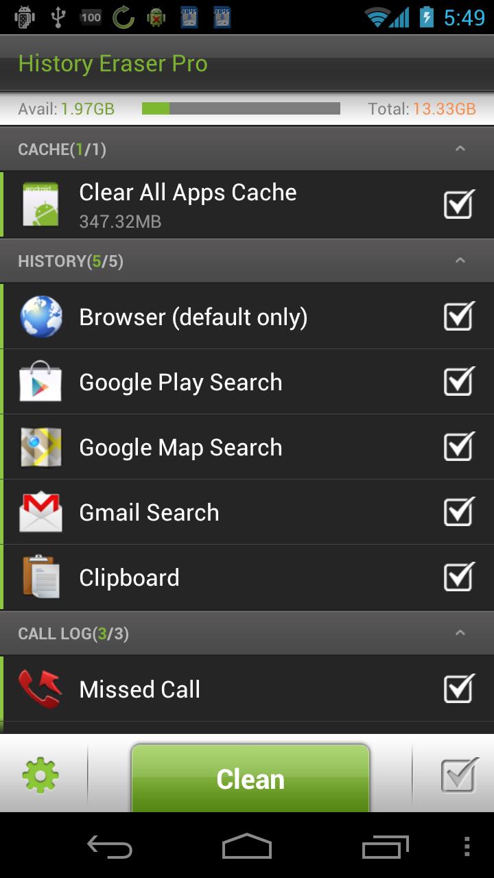 Android application History Eraser Pro - Clean up screenshort