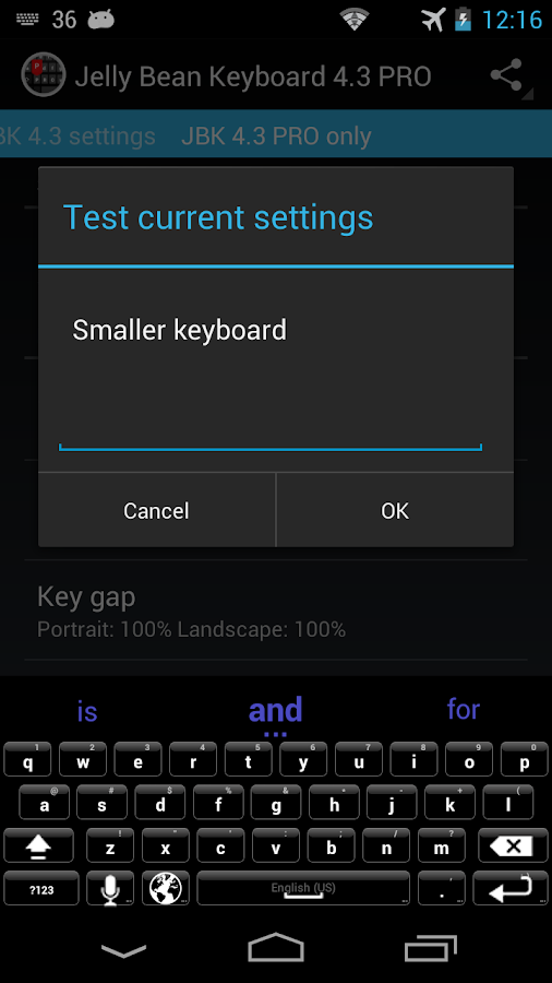 Jelly Bean Keyboard 4.3 PRO - screenshot