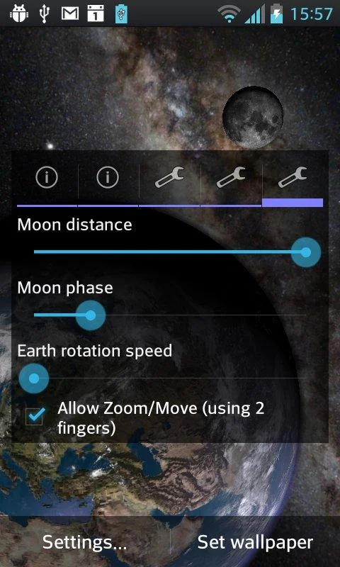 Earth & Moon in HD Gyro 3D PRO - screenshot