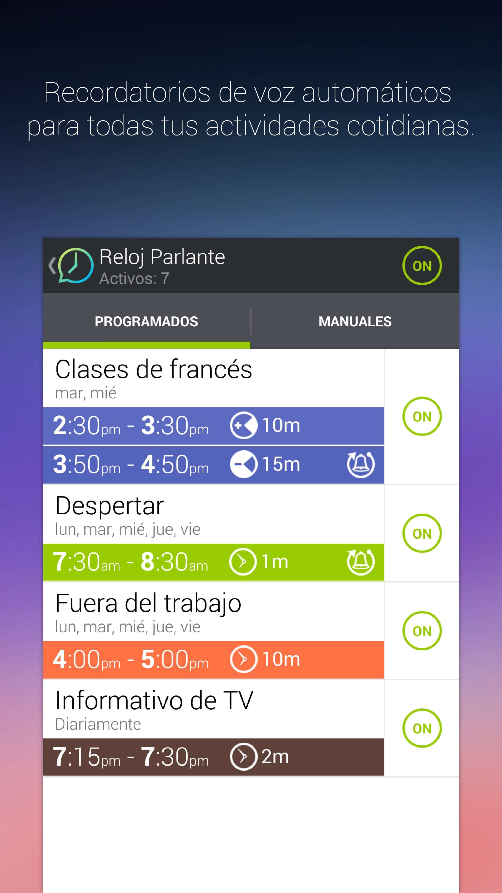 Android application Talking Clock & Timer Pro screenshort