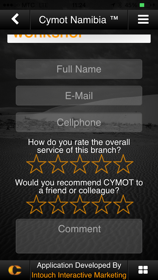   Cymot Namibia– skärmdump 