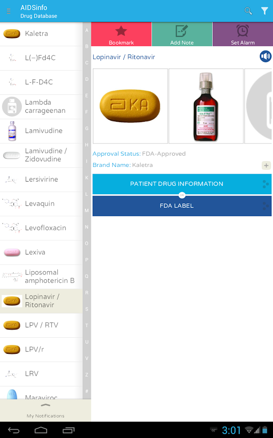    AIDSinfo Drug Database- screenshot  