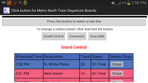 Metro North Departures
