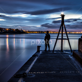 Alone at the Harbour by Buster Brown - Landscapes Waterscapes